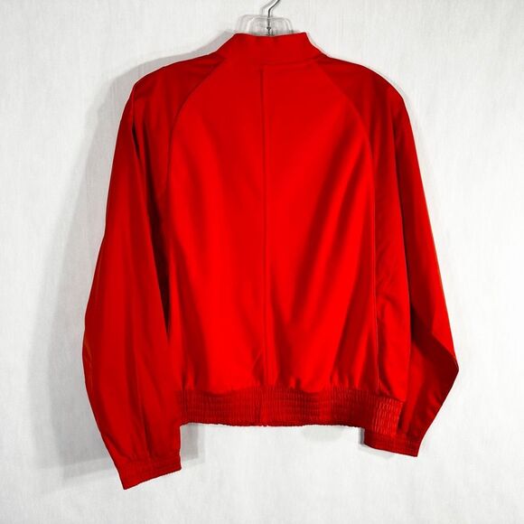 Athleta Medium Jacket Fleece Bomber Windbreaker Vibrant‎ Orange Full Zip 753 - Picture 2 of 11